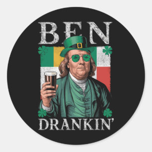 Pegatina Redonda Cerveza Ben Drankin Irlandesa - Hombres Y Mujeres 