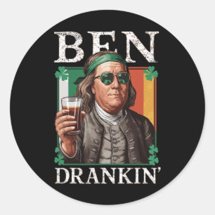 Pegatina Redonda Cerveza Ben Drankin Irlandesa - Hombres Y Mujeres