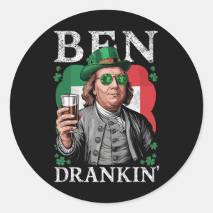 Pegatina Redonda Cerveza Ben Drankin Irlandesa - Hombres Y Mujeres 