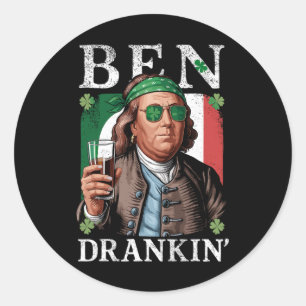 Pegatina Redonda Cerveza Ben Drankin Irlandesa - Hombres Y Mujeres
