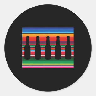 Pegatina Redonda Cerveza cubierta mexicana T Shirt Serape Graciosa