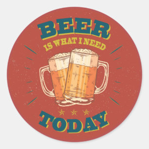 Pegatina Redonda Cerveza de época