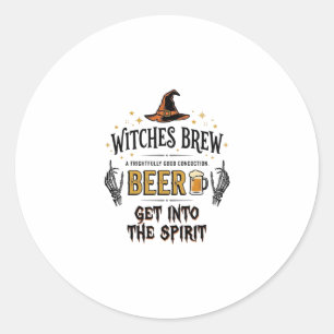 Pegatina Redonda Cerveza de Halloween Hocus Pocus Divertido Vintage