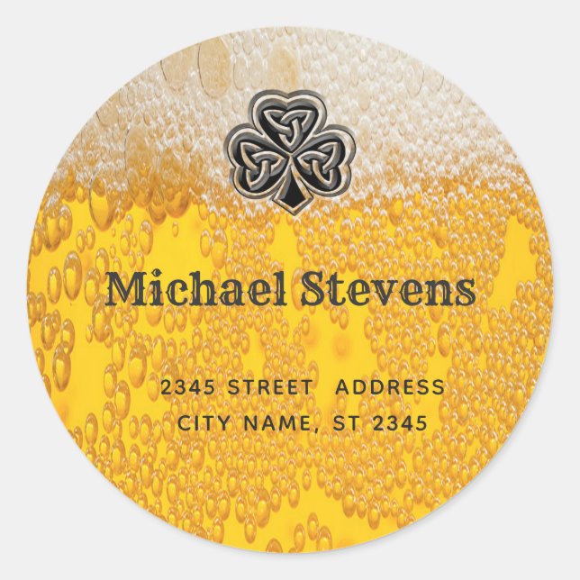 Pegatina Redonda cerveza de moda cerveza irlandesa suerte shamrock  (Anverso)