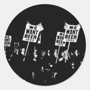 Pegatina Redonda Cerveza de prohibición de cosecha, queremos cervez