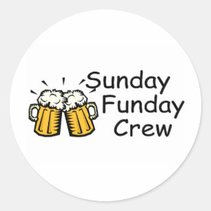 Pegatina Redonda Cerveza del equipo de domingo Funday