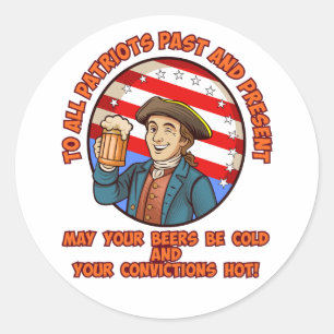 Pegatina Redonda Cerveza fría el 4 de julio