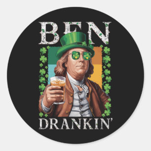 Pegatina Redonda Cerveza irlandesa Ben Drankin - Hombres y mujeres