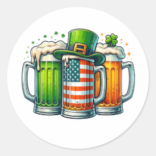 Pegatina Redonda Cerveza Irlandesa Irlanda Día de San Patricio Fies