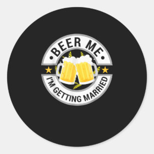 Pegatina Redonda Cerveza para mí, me voy a casar, fiesta de soltero