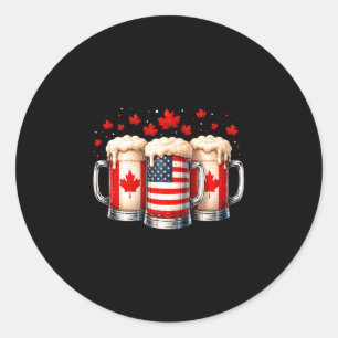 Pegatina Redonda Cerveza patriótica canadá bandera de ee. uu. hoja 