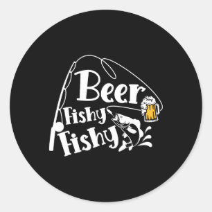 Pegatina Redonda Cerveza Pescado Divertido Cita de Amante de la Pes