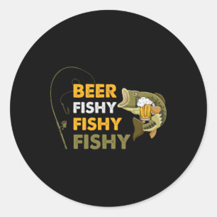 Pegatina Redonda Cerveza Pescado Pescado Aficionado De La Pesca Pes