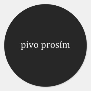 Pegatina Redonda Cerveza Pivo Prosim Por Favor Idioma Checo Praga V