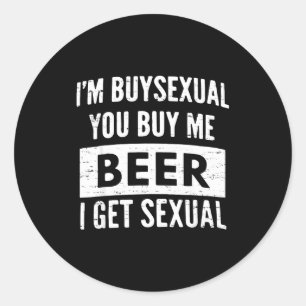 Pegatina Redonda Cerveza Retro Divertida Estoy Comprando Tú Me Comp