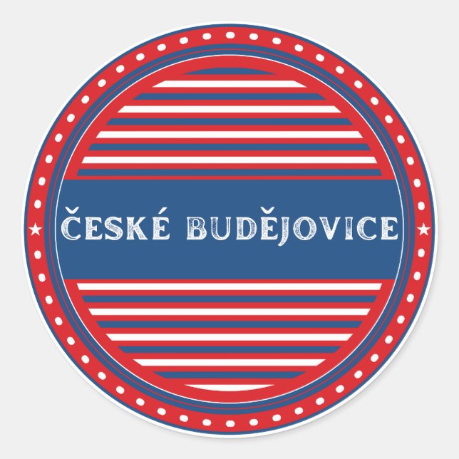 Pegatina Redonda Ceske Budejovice City Pride Emblem Czech Identity (Anverso)
