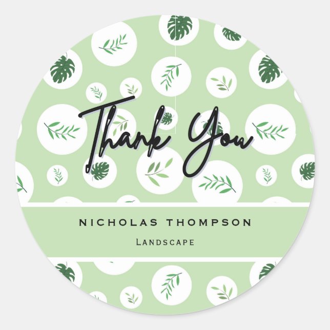 Pegatina Redonda Césped profesional y cuidado de árboles (Anverso)