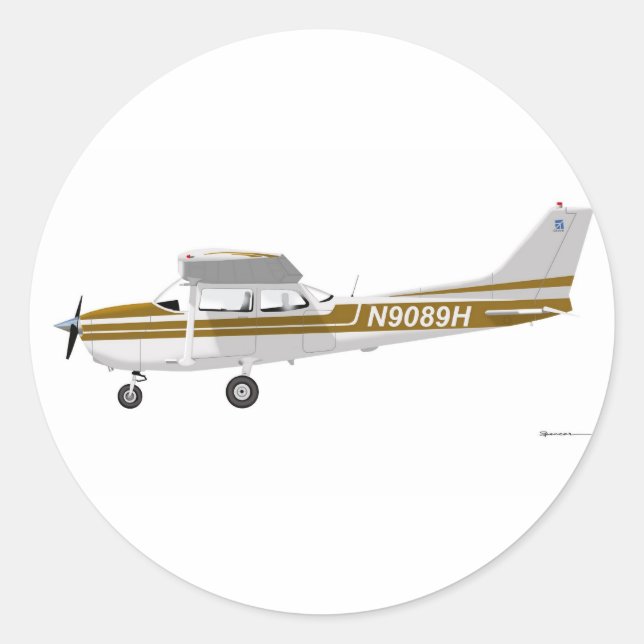 Pegatina Redonda Cessna 172 Skyhawk Brown (Anverso)