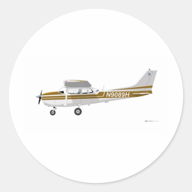 Pegatina Redonda Cessna 172 Skyhawk Brown (Anverso)