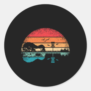 Pegatina Redonda Cesta de Disc Golf Divertida Frisbee Árbol Guitarr