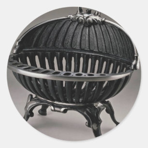 Pegatina Redonda Cesta de fuego del arrabio, diseño oval