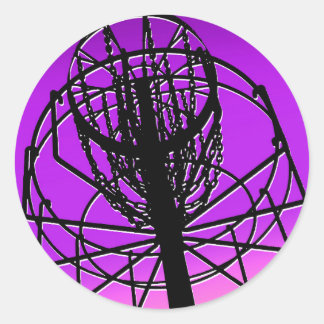 Pegatina Redonda cesta de golf en disco