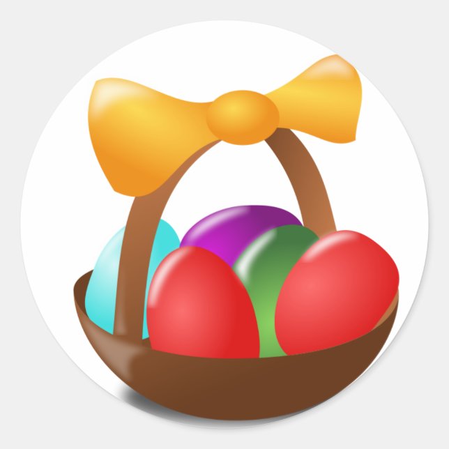 Pegatina Redonda Cesta de Pascua (Anverso)