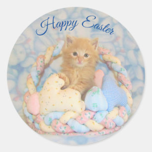 Pegatina Redonda Cesta de Pascua de Buffington - Stickers de gato /