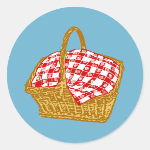 Pegatina Redonda Cesta de Picnic