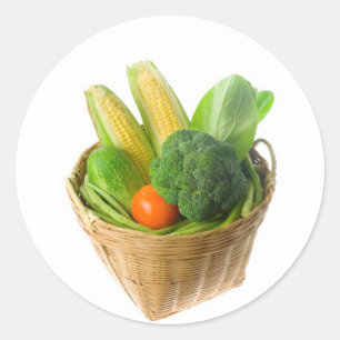 Pegatina Redonda Cesta de verduras