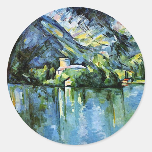 Pegatina Redonda Cezanne - El lago de Annecy (Anverso)
