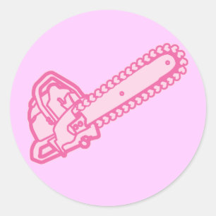 Pegatina Redonda Chainsaw rosa de amor