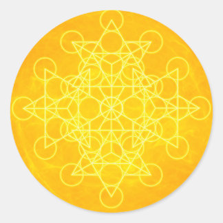 Pegatina Redonda Chakra Mandala Geometría sagrada Amarillo brillant