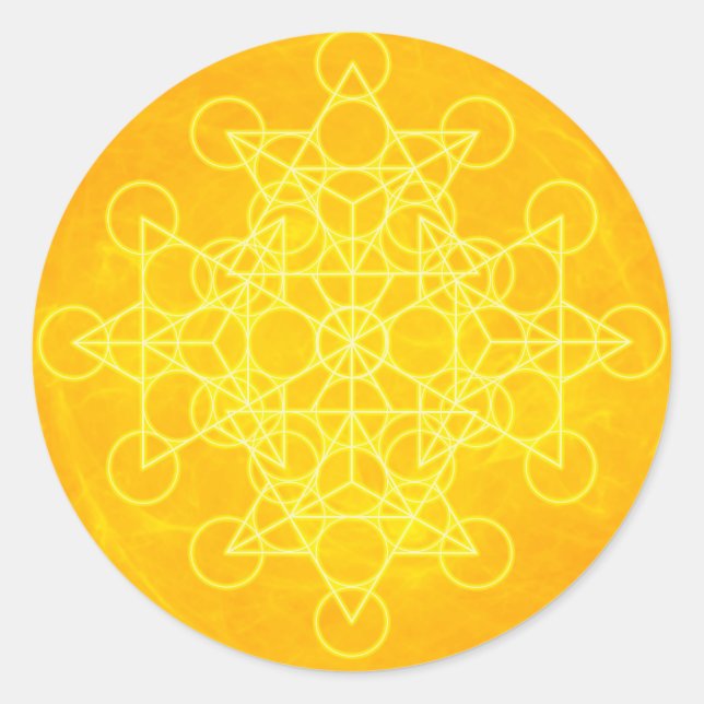 Pegatina Redonda Chakra Mandala Geometría sagrada Amarillo brillant (Anverso)