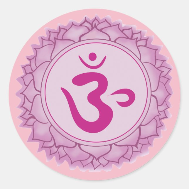 Pegatina Redonda Chakra rosa Crown Classic Round Sticker, brillante (Anverso)