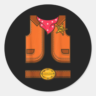 Pegatina Redonda Chaleco de vaquero divertido sheriff occidental Ha