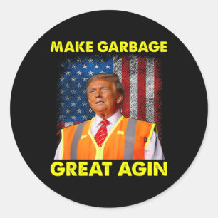 Pegatina Redonda Chaleco Naranja Trump Hacer Basura Grande De Nuevo
