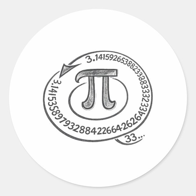 Pegatina Redonda Chalk Style Pi Symbol with Digits – Math Pi Day (Anverso)