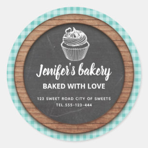 Pegatina Redonda Chalkboard Bizcochos y dulces caseros
