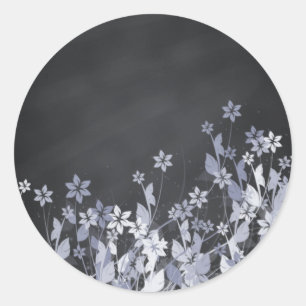 Pegatina Redonda Chalkboard Blank Floral Swirl Personalizar Texto