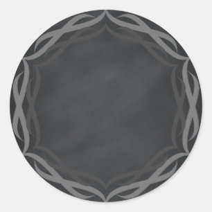 Pegatina Redonda Chalkboard Blank Floral Swirl Personalizar Texto