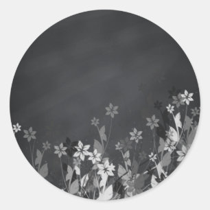 Pegatina Redonda Chalkboard Blank Floral Swirl Personalizar Texto
