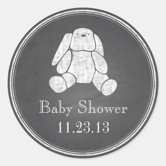 Pegatina Redonda Chalkboard Bunny (Anverso)