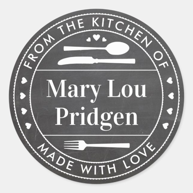 Pegatina Redonda Chalkboard From the Kitchen Of Food Gift (Anverso)