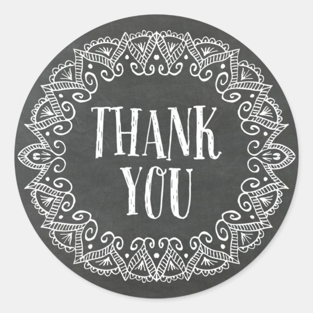 Pegatina Redonda Chalkboard Gypsy Gracias Pegatinas (Anverso)