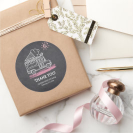 Pegatina Redonda Chalkboard Ice Cream Truck Baby Shower