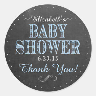 Pegatina Redonda Chalkboard Look Vintage Typography Baby Shower