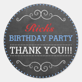 Pegatina Redonda Chalkboard Look Vintage Typography Birday Party