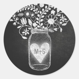 Pegatina Redonda Chalkboard mason floral