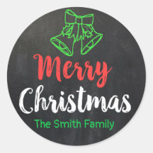 Chalkboard Merry Christmas Bells Holiday Personal